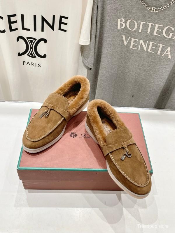 2024 Women Le Parmentier brown suede shearling loafers