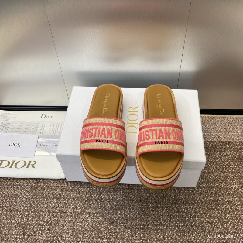 2025 Slippers Dior Pink Canvas Slide