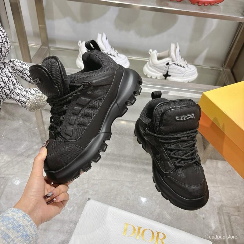 2024 Unisex Dior black fabric leather sneakers