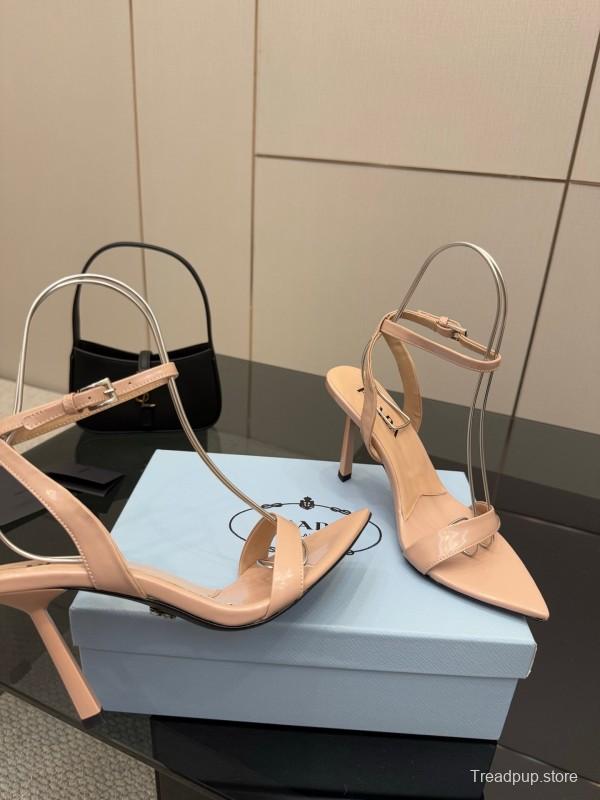 2025 Women Prada Nude Leather Sandals