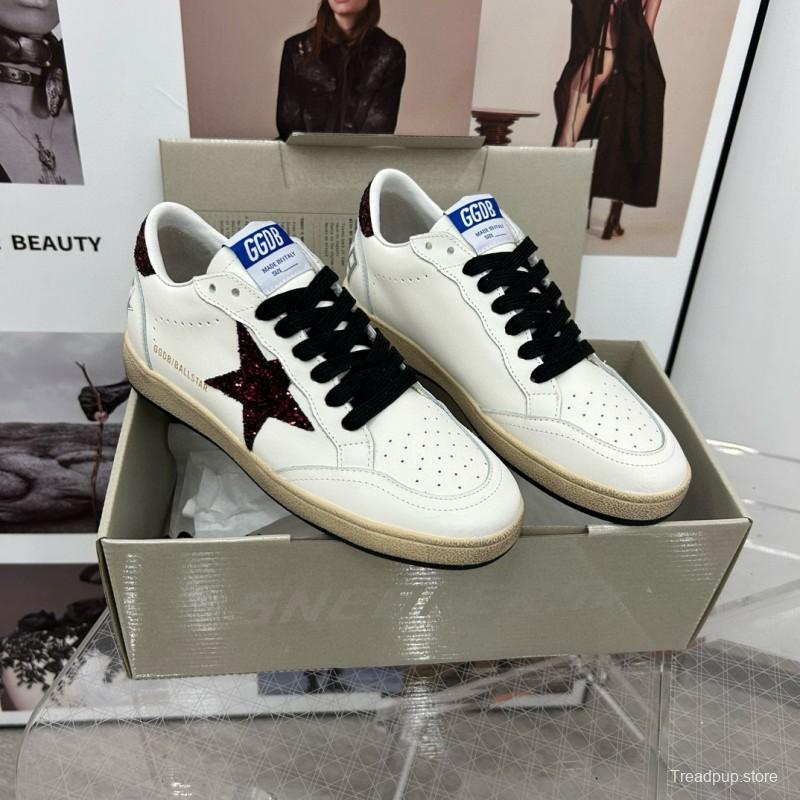 2024 Unisex GGDB White Burgundy Leather Sneakers MJ00260