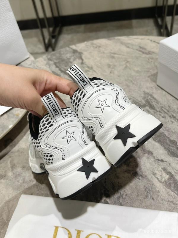 2025 Women Dior White Black Mesh Leather Sneakers