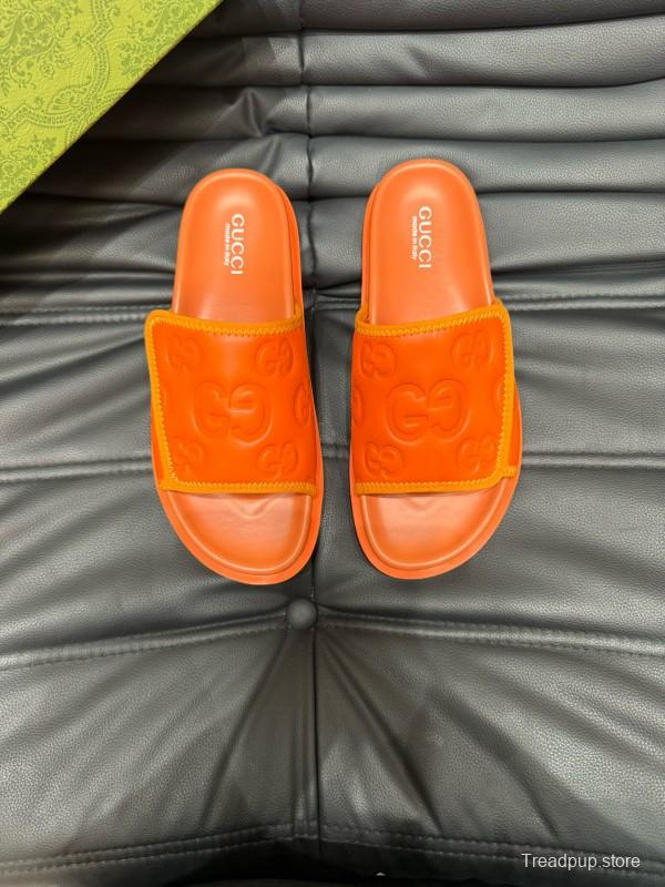 2024 GUCCI orange leather slippers MJ00200