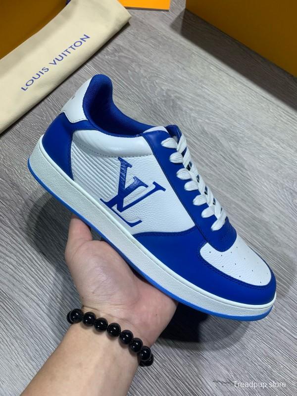 2024 Men Louis Vuitton Blue White Leather Sneakers MJ00380