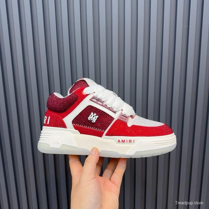 2024 Unisex Amiri Red White Leather Mesh Sneakers MJ00410