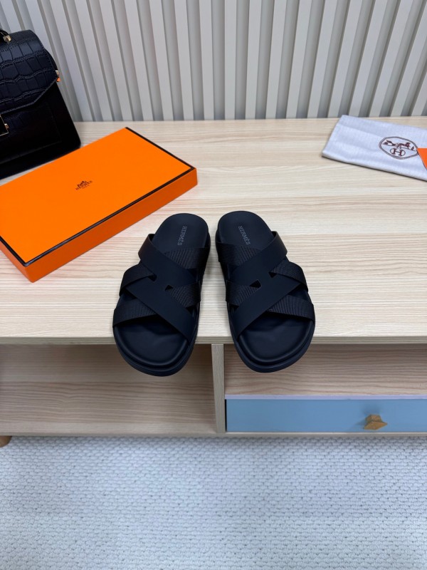 2025 Men HERMÈS Brown Leather Sandals