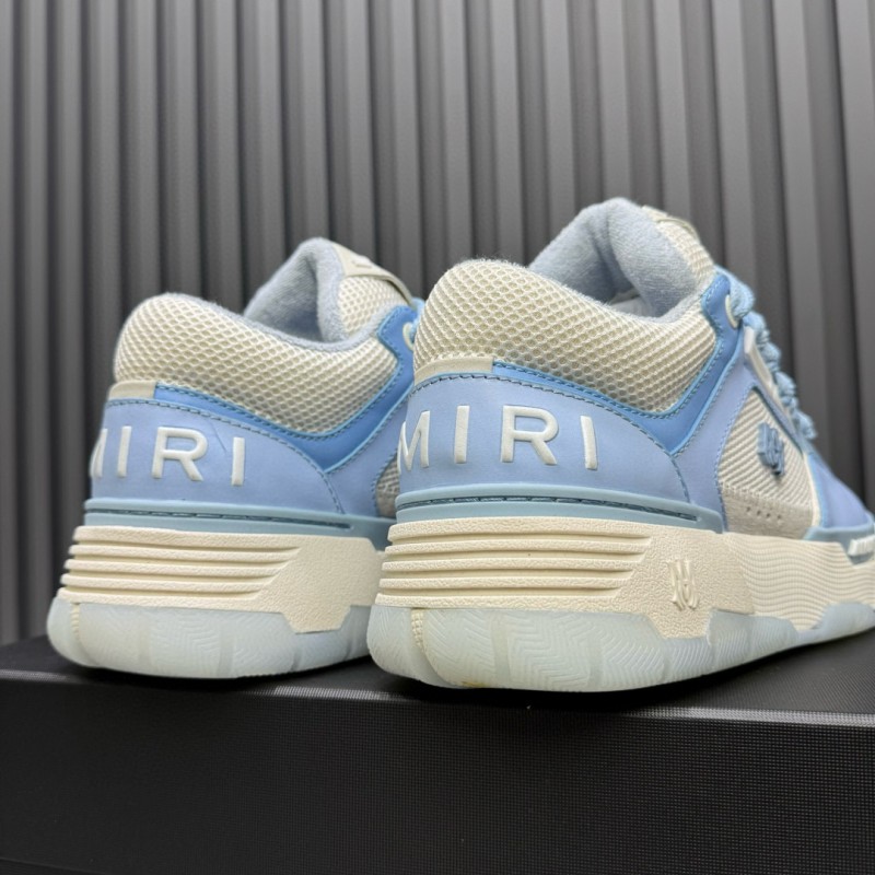 2024 Unisex Amiri Light Blue White Leather Mesh Sneakers MJ00360