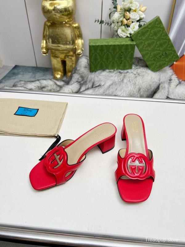 2025 Gucci Red Leather Slippers