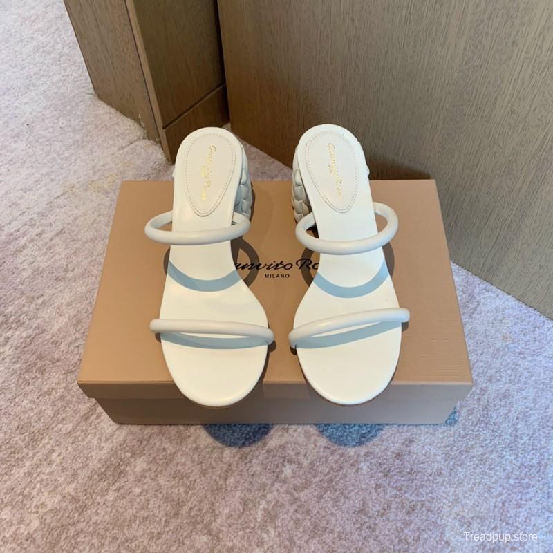 2025 Women Gianvito Rossi White Leather Sandals