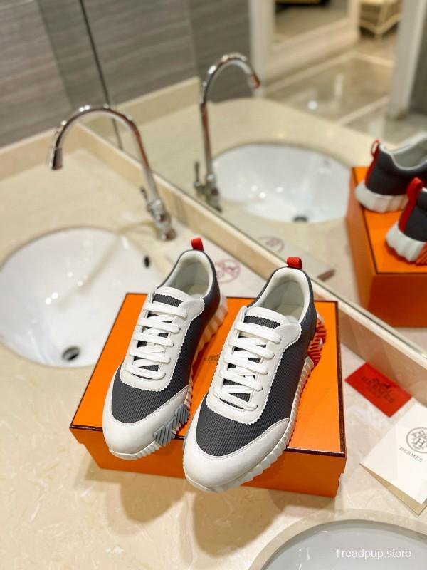 2024 Unisex Hermès Black White Imported Silk Sheepskin Imported Suede Casual Sneakers MJ00320