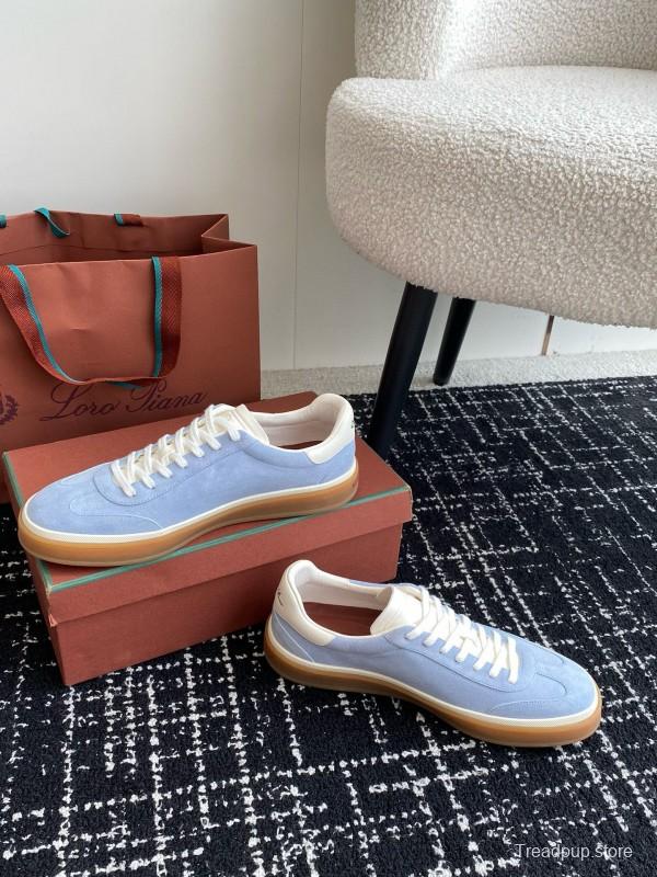 2024 Unisex Loro Piana Light Blue White Custom Leather Sneakers MJ00320