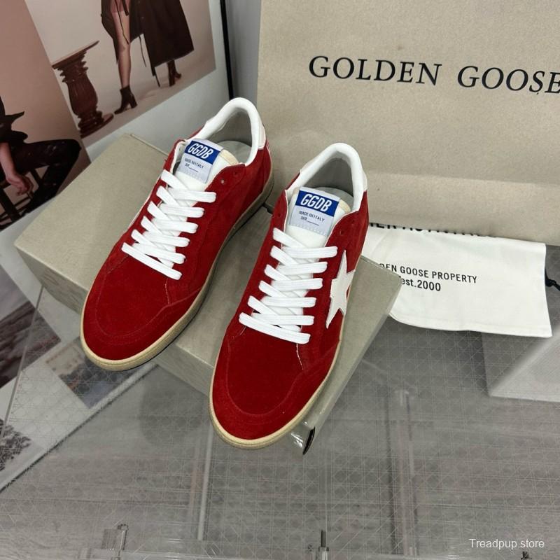 2024 Women GGDB Red Suede White Star Low-Top Sneakers MJ00260