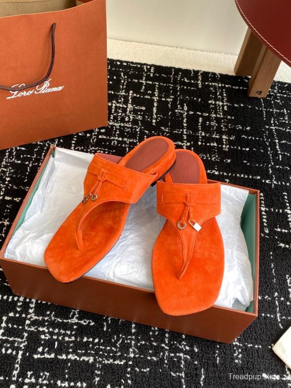 2025 Women Le Parmentier Orange Suede Slippers KFY00280