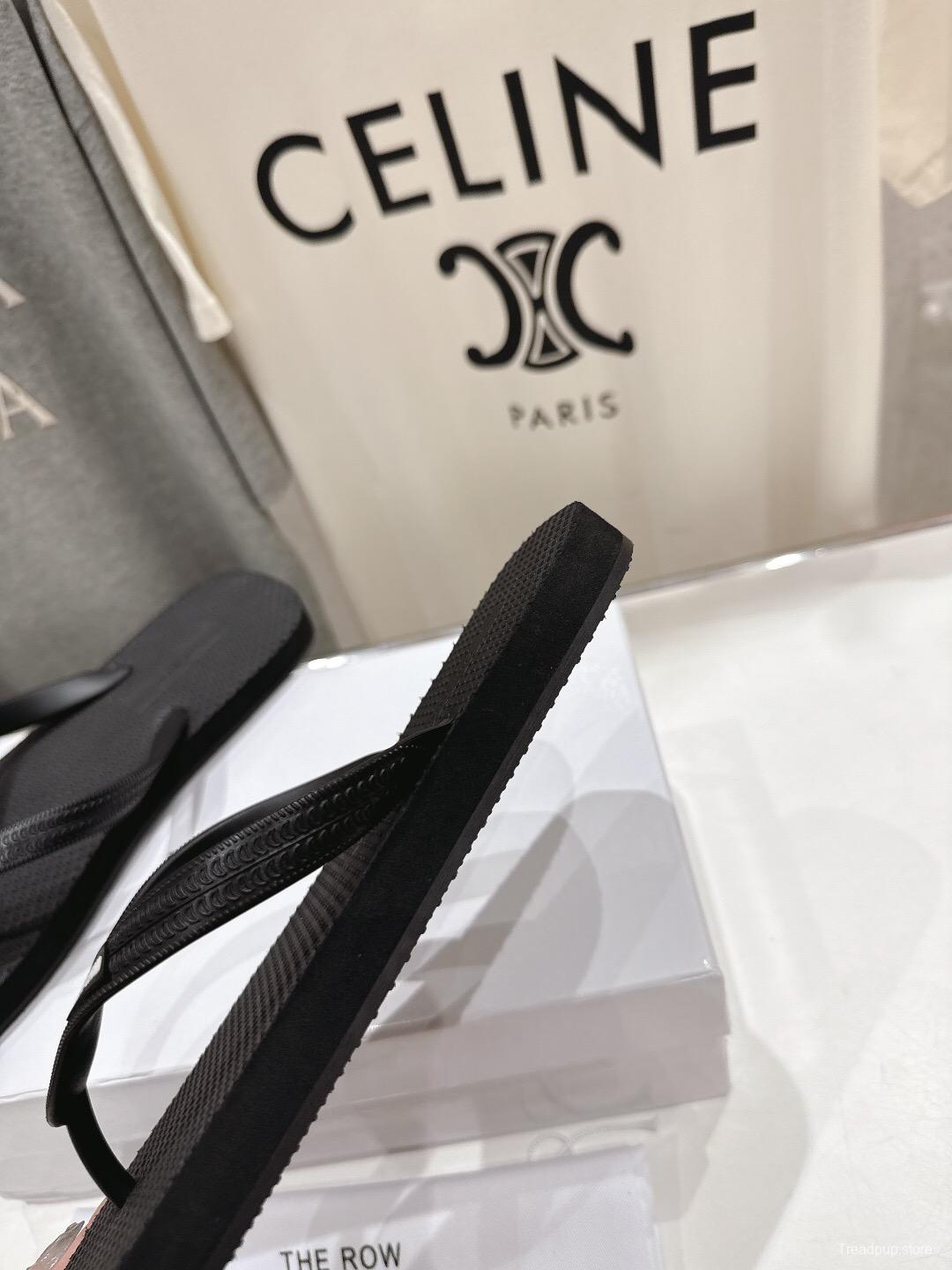 2025 Unisex The Row Black Rubber Flip Flop Minimalist Design Casual Beach Sandals KFY00160