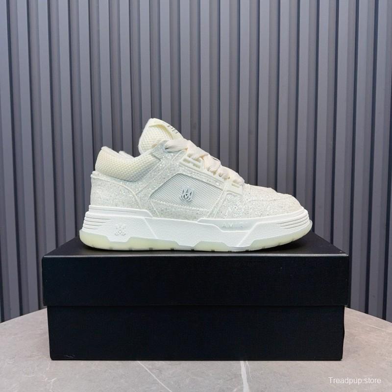 2024 Unisex Amiri White Mesh Leather Sneakers MJ00360