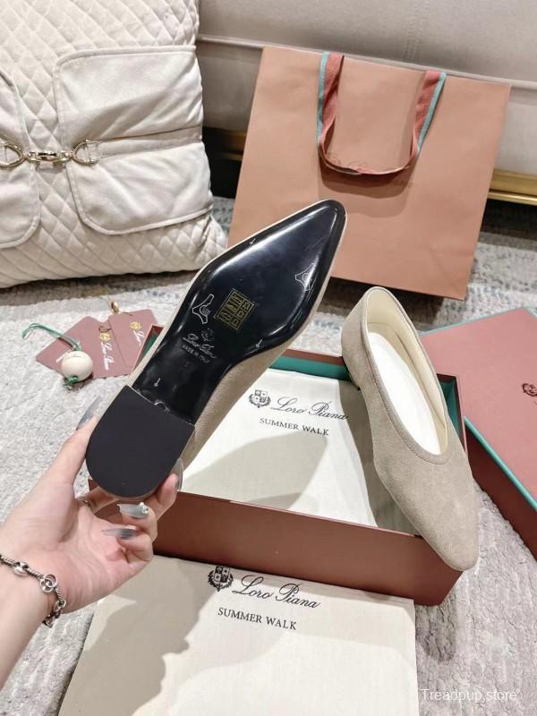 2025 Women LP Beige Suede Ballet Flats LY00320