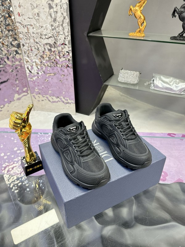 2024 Unisex Dior Black Tech Fabric Mesh B30 Sneakers MJ00330