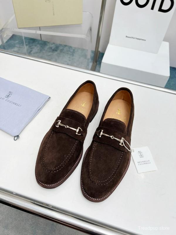2024 Men Brunello Cucinelli Brown Suede Leather Loafers