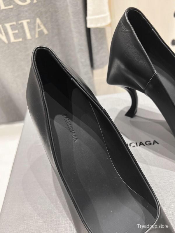 2025 Women Balenciaga Black Leather High Heels