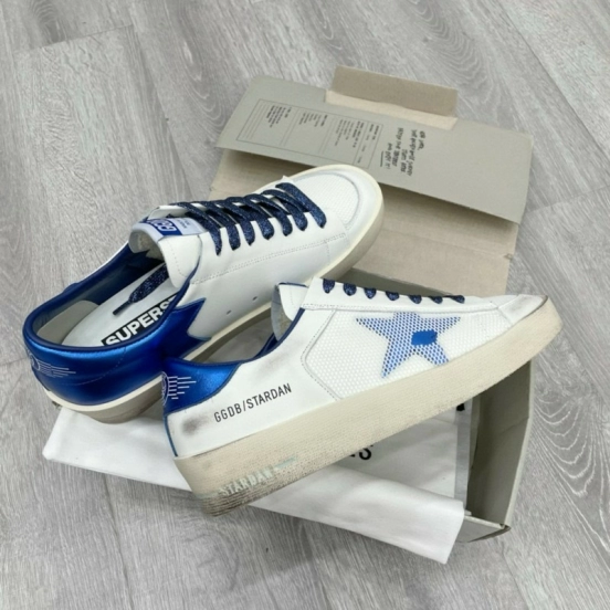 2024 Unisex GGDB White Blue Leather Sneakers STARDAN