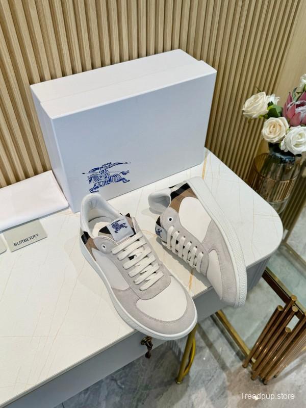 2024 Men Burberry White Beige Classic Cotton Casual Shoes MJ00320