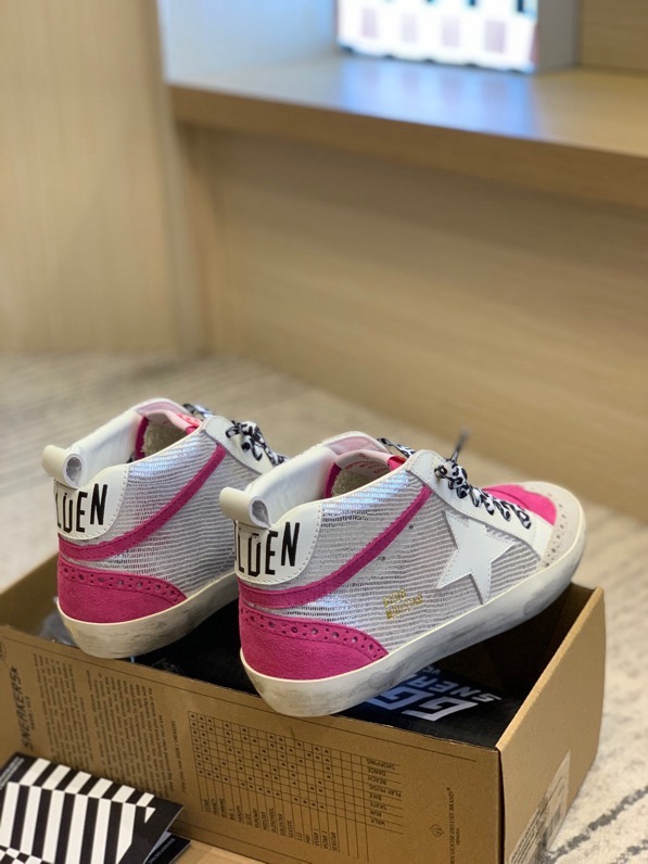2024 Unisex GGDB White Pink Leather Suede High Top Sneakers MJ00300