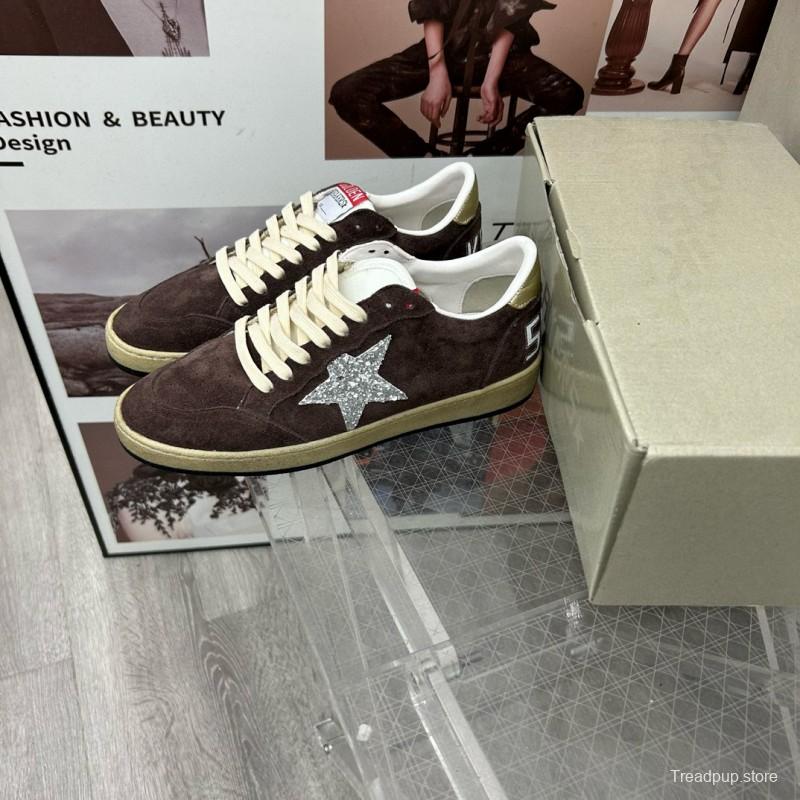 2024 Unisex GGDB Brown Silver Suede Leather Sneakers MJ00260
