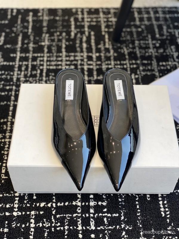 2025 Women Toteme Black Patent Leather Mule