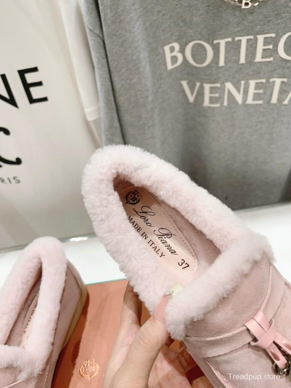 2024 Women LP Pink Suede Shearling Loafers MJ00300