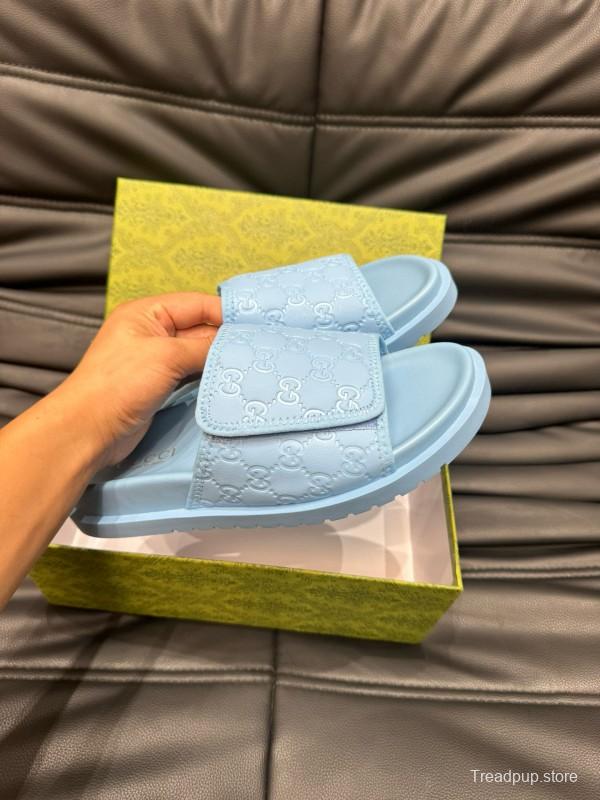 2024 Slippers Gucci Light Blue Synthetic Leather Slippers MJ00200