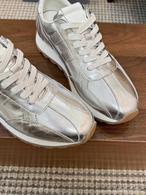 2025 Unisex HOGAN Silver Leather Sneakers