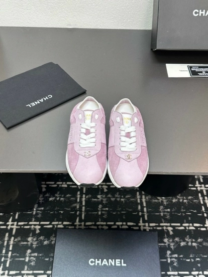 2025 Women CHANEL Pink Suede Casual Sneakers Classic Craftsmanship LY00360(F)