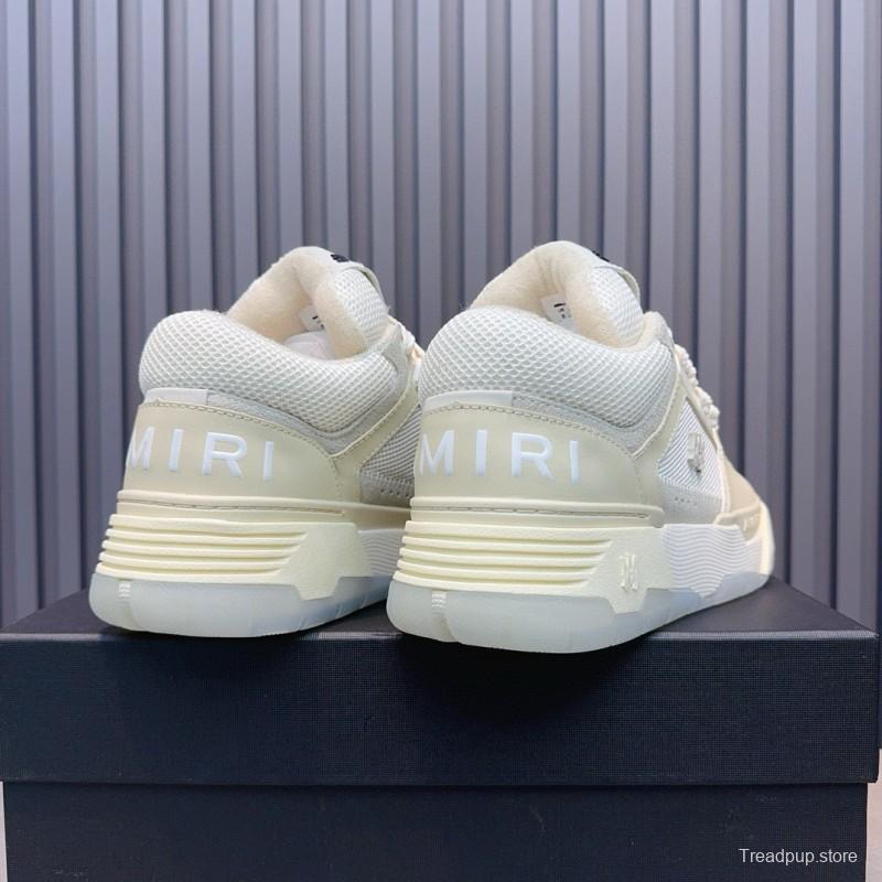 2024 Unisex Amiri White Mesh Leather Sneakers MJ00360