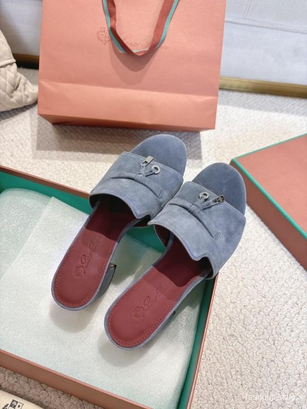 2025 Women LP Blue Suede Sandals