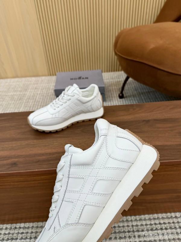 2025 Unisex HOGAN White Leather Suede Sneakers H671