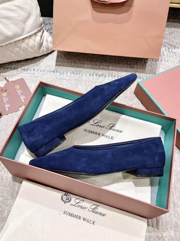 2025 Women LP Navy Suede Ballet Flats