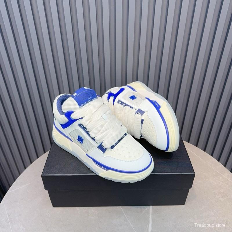 2024 Unisex Amiri White Blue Leather Sneakers MJ00360