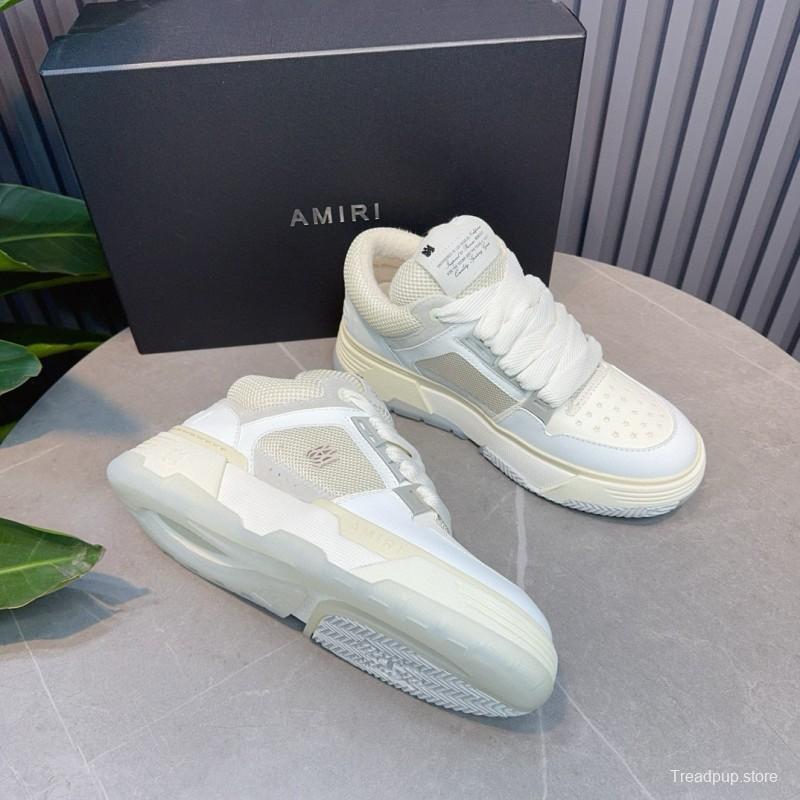 2024 Unisex Amiri White Mesh Leather Sneakers MJ00360