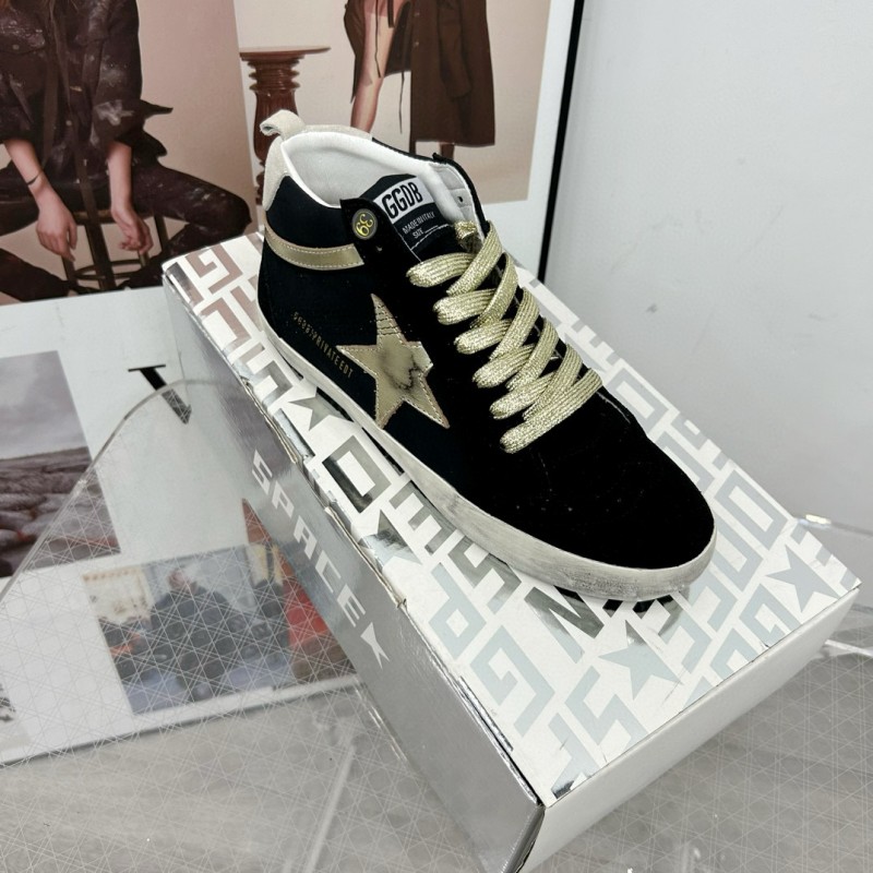 2024 Unisex GGDB Black Gold Leather Suede High Top Sneakers MJ00300