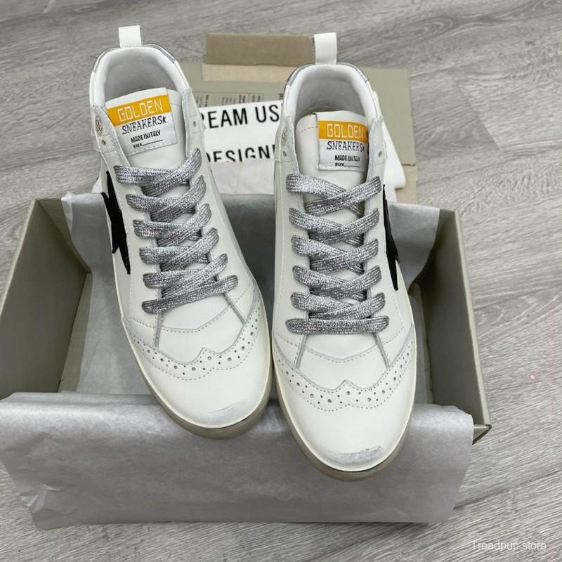 2024 Women GGDB White Black Leather Mid Star High Top Sneakers MJ00300