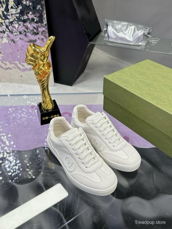 2024 Unisex Gucci White Leather Suede Sneakers MJ00310