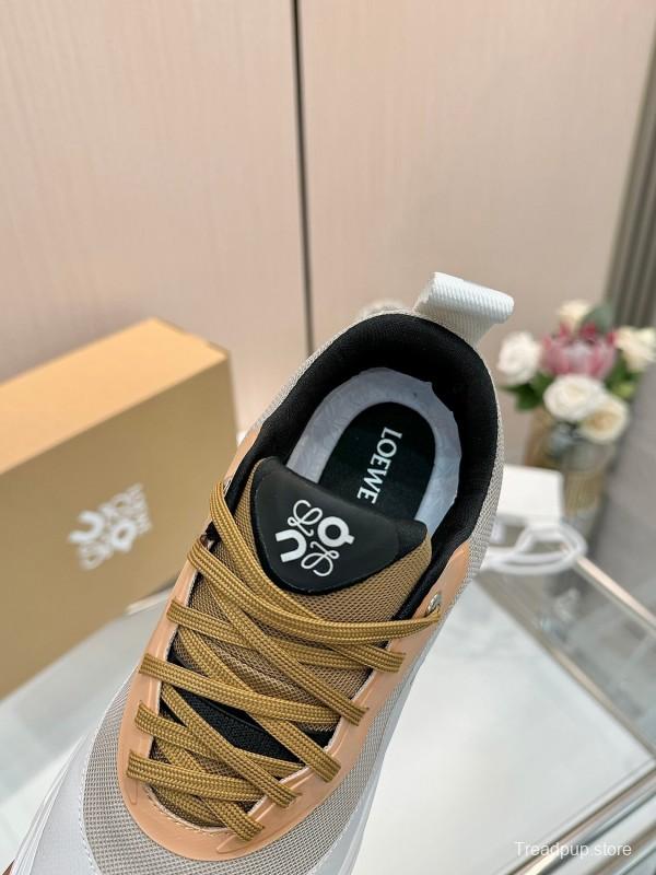 2025 Women Loewe Beige White Mesh Sneakers