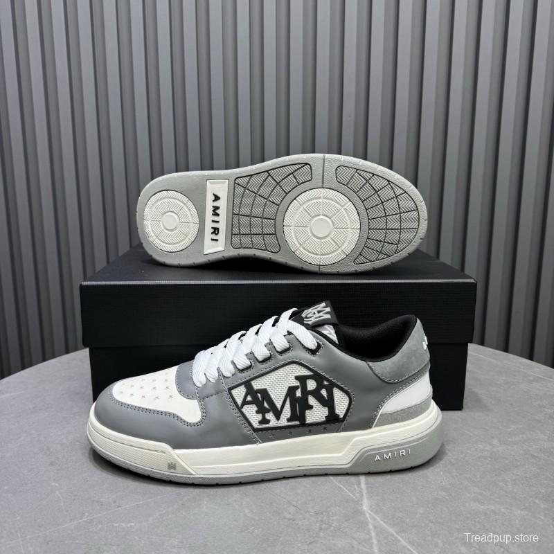 2025 Unisex Amiri White Grey Leather Sneakers MJ00360