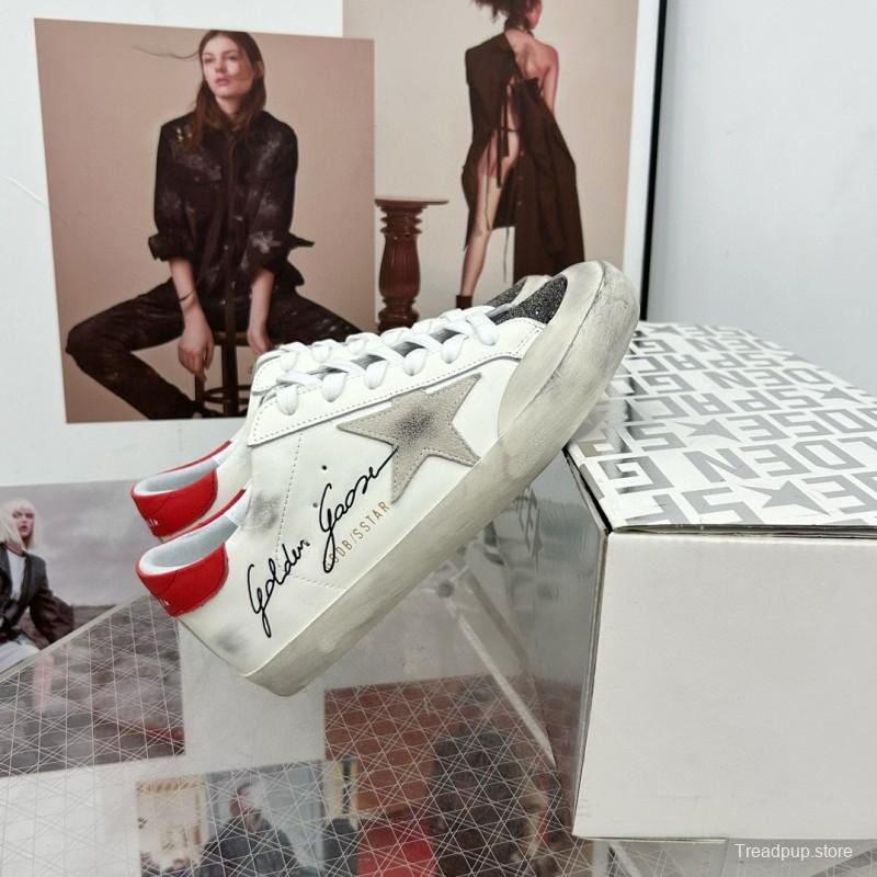 2025 Women GGDB White Red Leather Sneakers