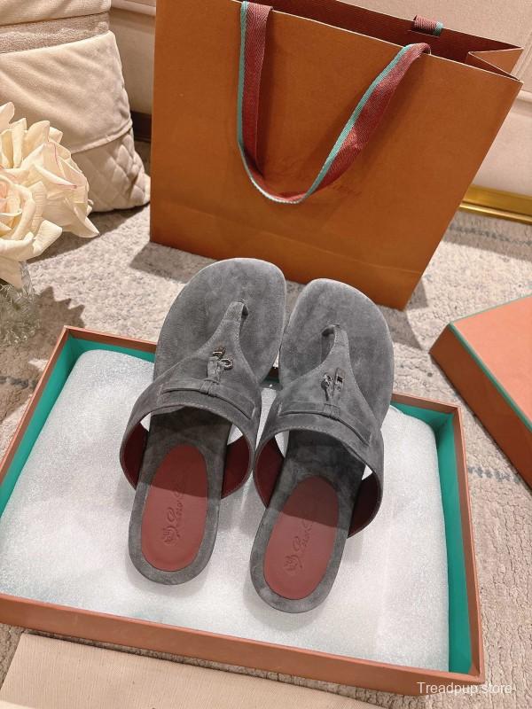 2025 LP Gray Suede Slippers Ly00250