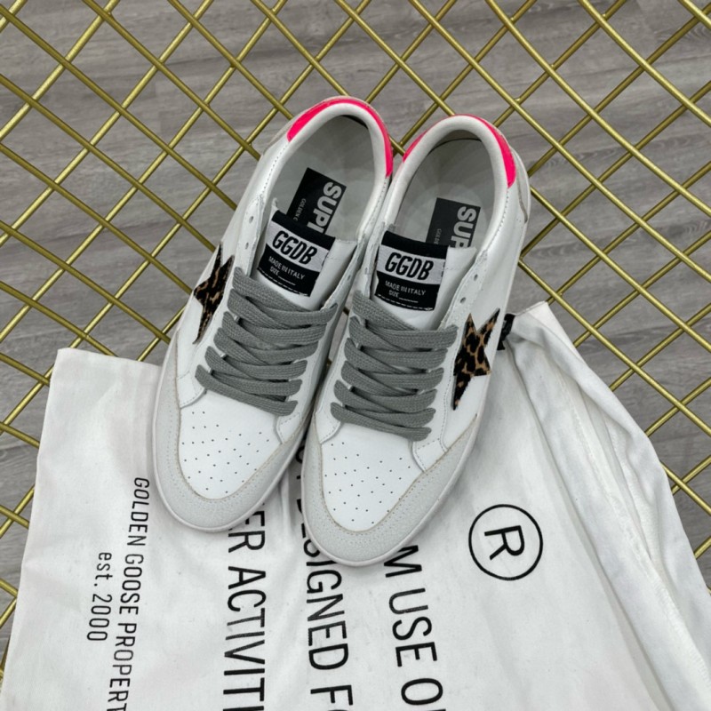 2024 Unisex GGDB White Pink Leopard Print Leather Suede Low Top Sneakers MJ00260