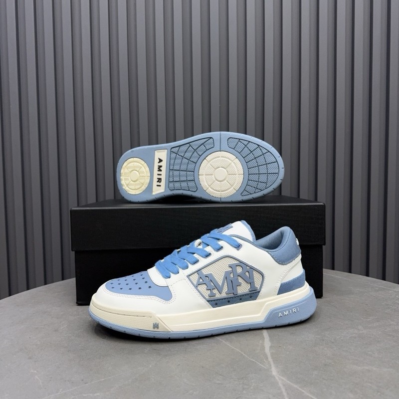 2025 Unisex Amiri White Light Blue Leather Sneakers MJ00360