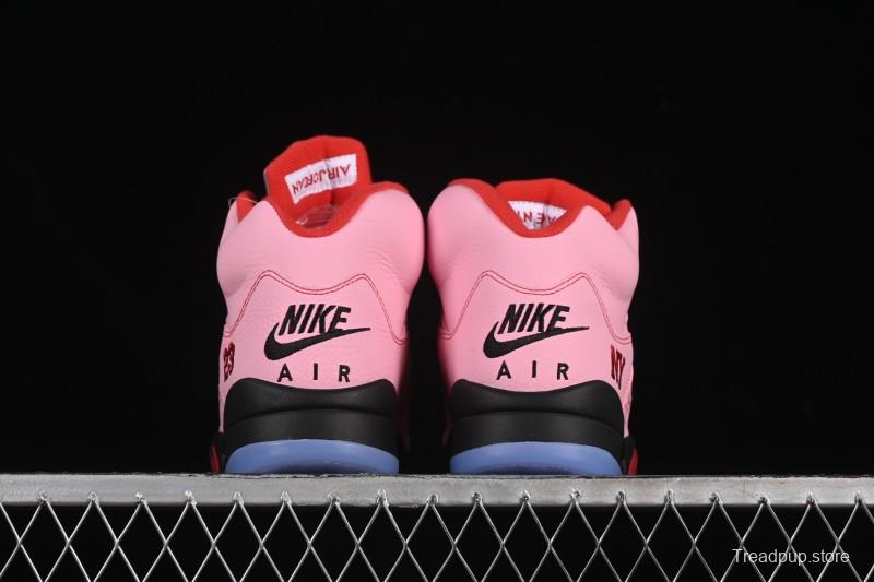 Awake NY Air Jordan 5 Retro Sneakers with Arctic Pink Colorway and Awake NY Logo Mesh - DV4982-600