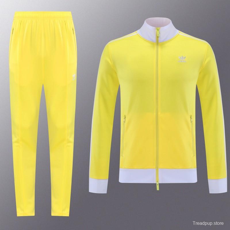 2025 Adidas Original Yellow Full Hoodie Zipper Jacket +Long Pants