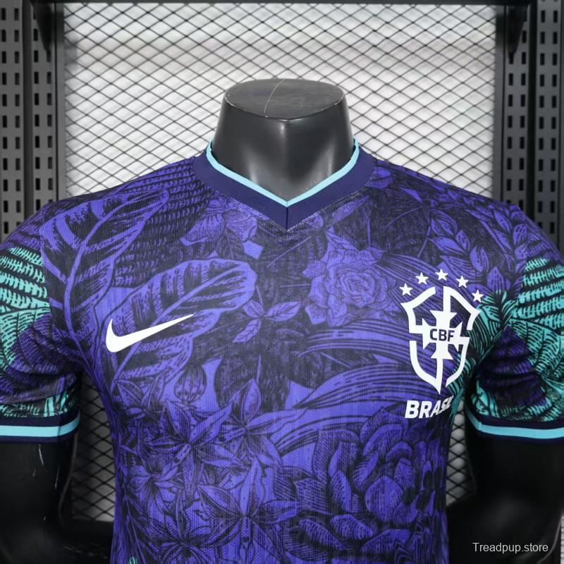 Player Version 2025 Brazil Purple with Tropical Leaf Pattern Jersey